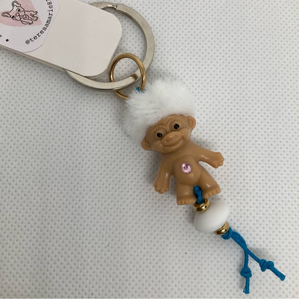 Handcrafted Troll Keychain with Belly Gem